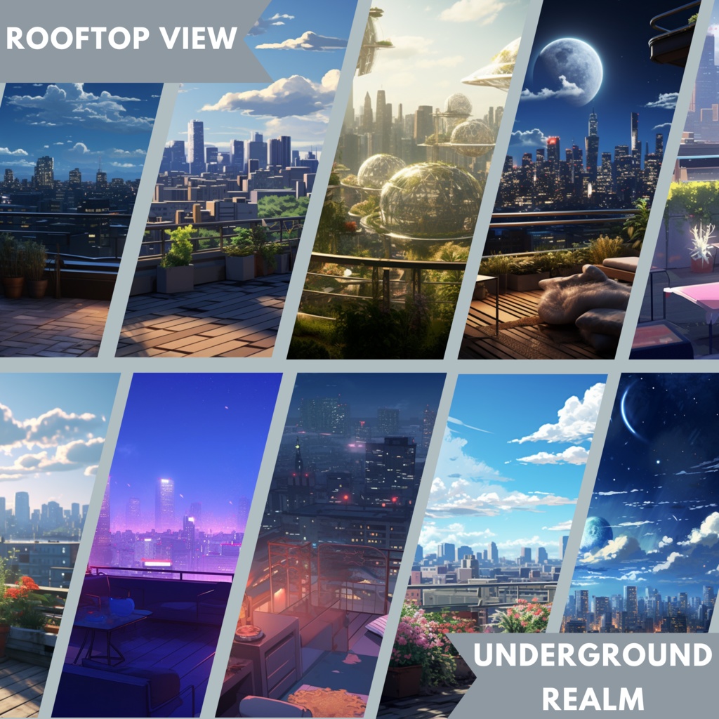 50x Urban VTuber 背景、twitch ストリーム背景、ストリーム アセット、Lofi 背景、Twitch アセット、VTuber アセット。