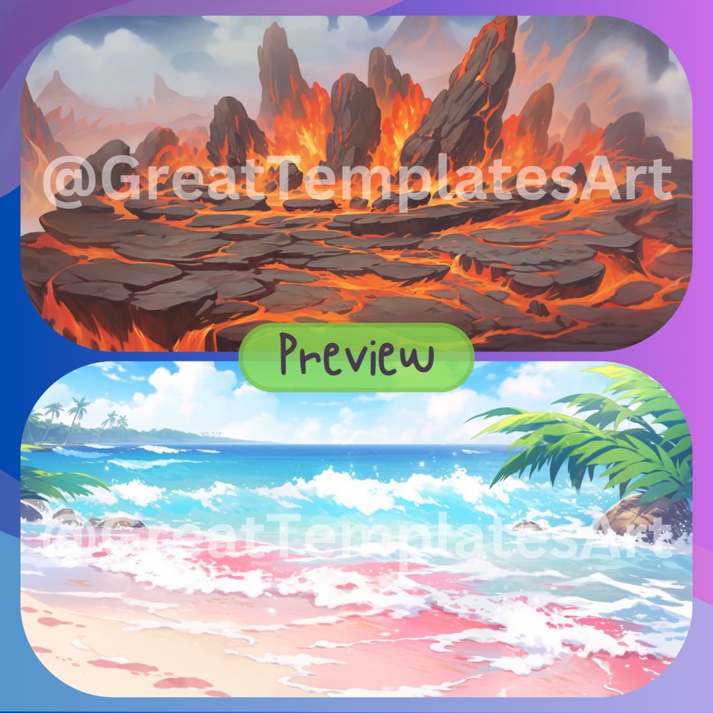 50x Island VTuber 背景、twitch ストリーム背景、ストリーム アセット、Lofi 背景、Twitch アセット、VTuber アセット。