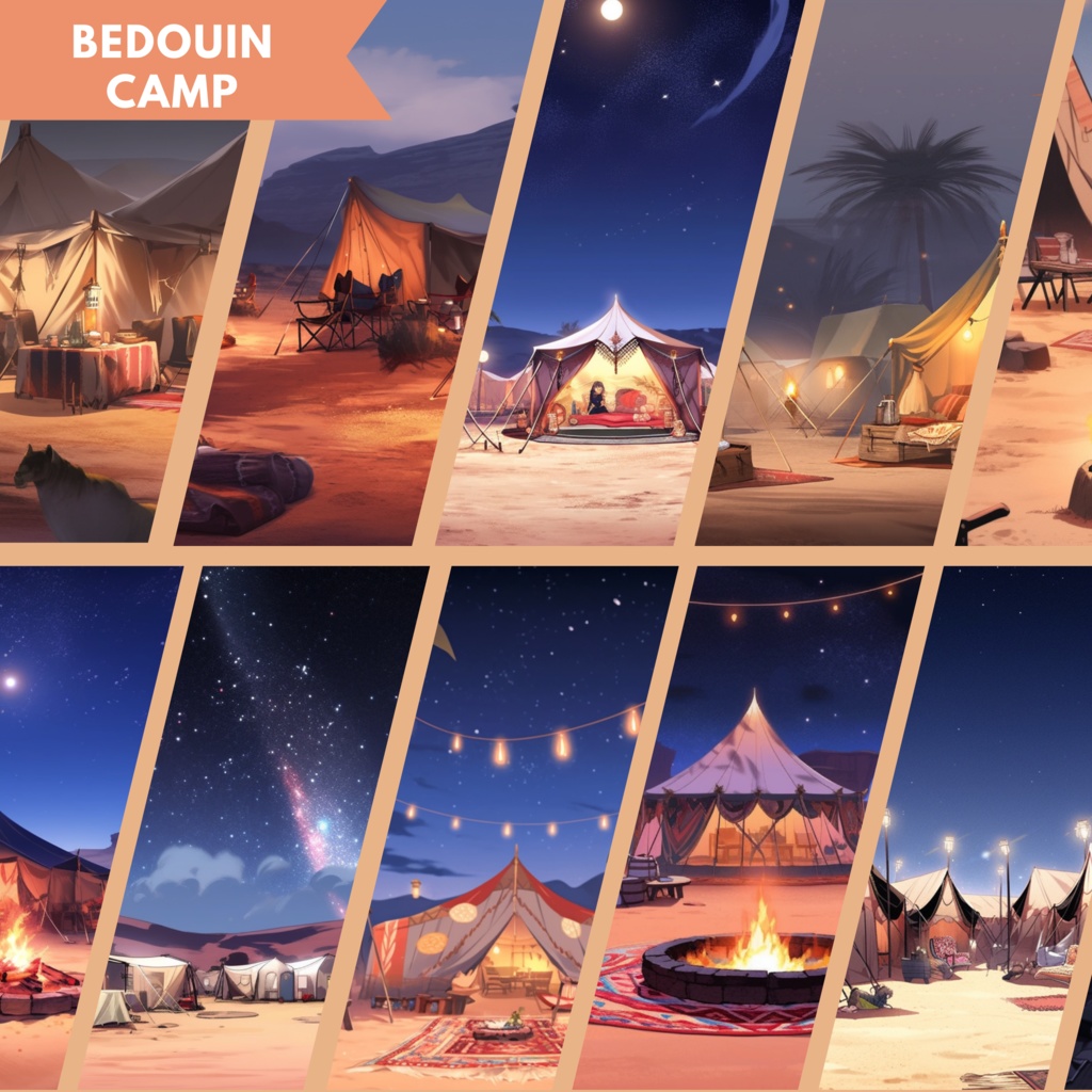 50x Desert VTuber 背景、twitch ストリーム背景、ストリーム アセット、Lofi 背景、Twitch アセット、VTuber アセット、