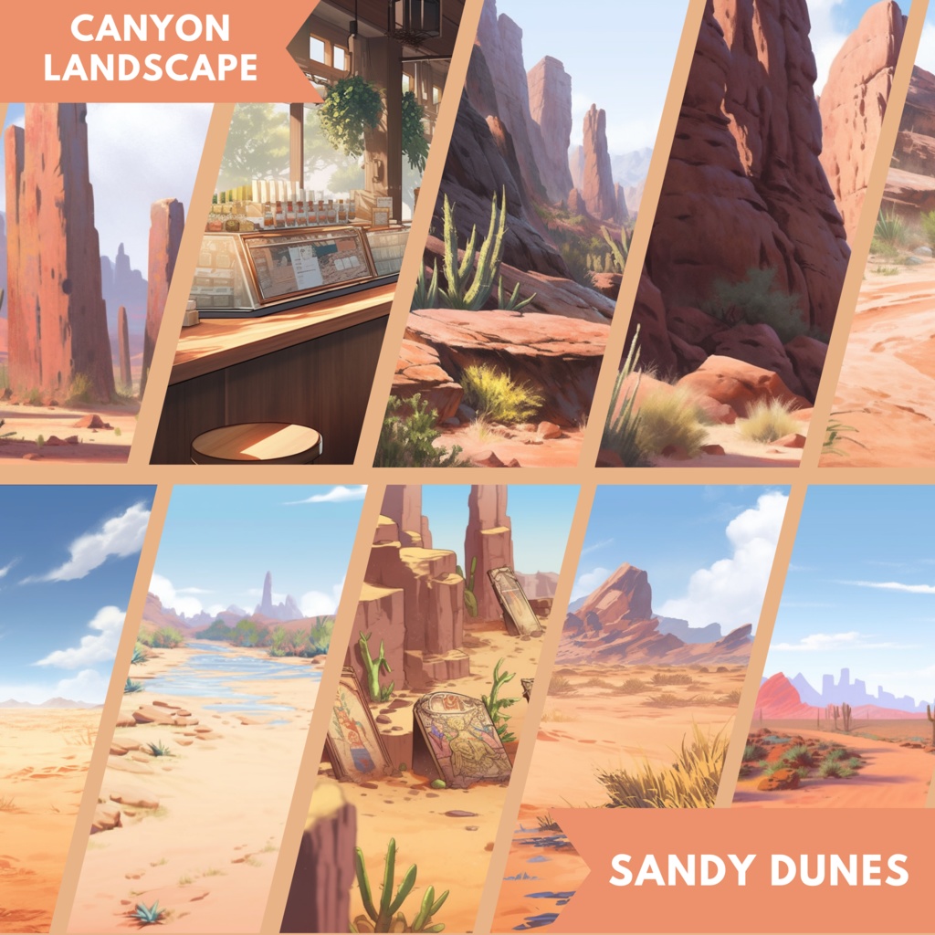 50x Desert VTuber 背景、twitch ストリーム背景、ストリーム アセット、Lofi 背景、Twitch アセット、VTuber アセット、