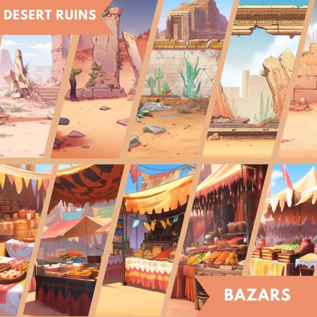50x Desert VTuber 背景、twitch ストリーム背景、ストリーム アセット、Lofi 背景、Twitch アセット、VTuber アセット、