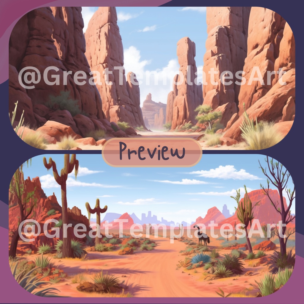 50x Desert VTuber 背景、twitch ストリーム背景、ストリーム アセット、Lofi 背景、Twitch アセット、VTuber アセット、