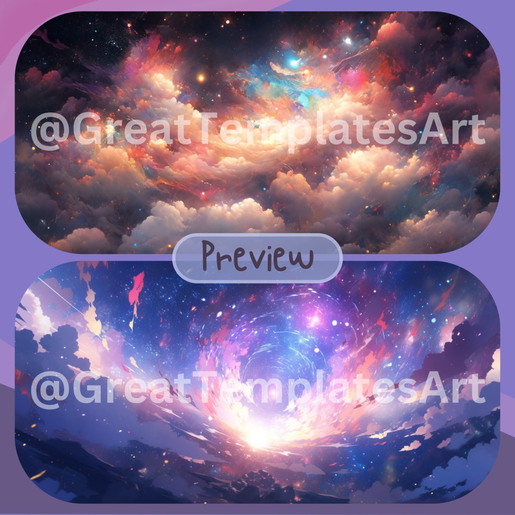 50x Space VTuber 背景、Twitch ストリーム背景、ストリーム アセット、Lofi 背景、Twitch アセット、VTuber アセット。