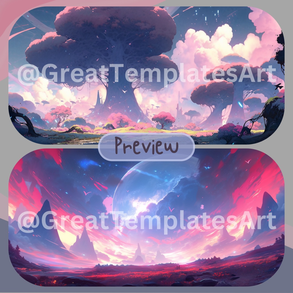 50x Space VTuber 背景、Twitch ストリーム背景、ストリーム アセット、Lofi 背景、Twitch アセット、VTuber アセット。