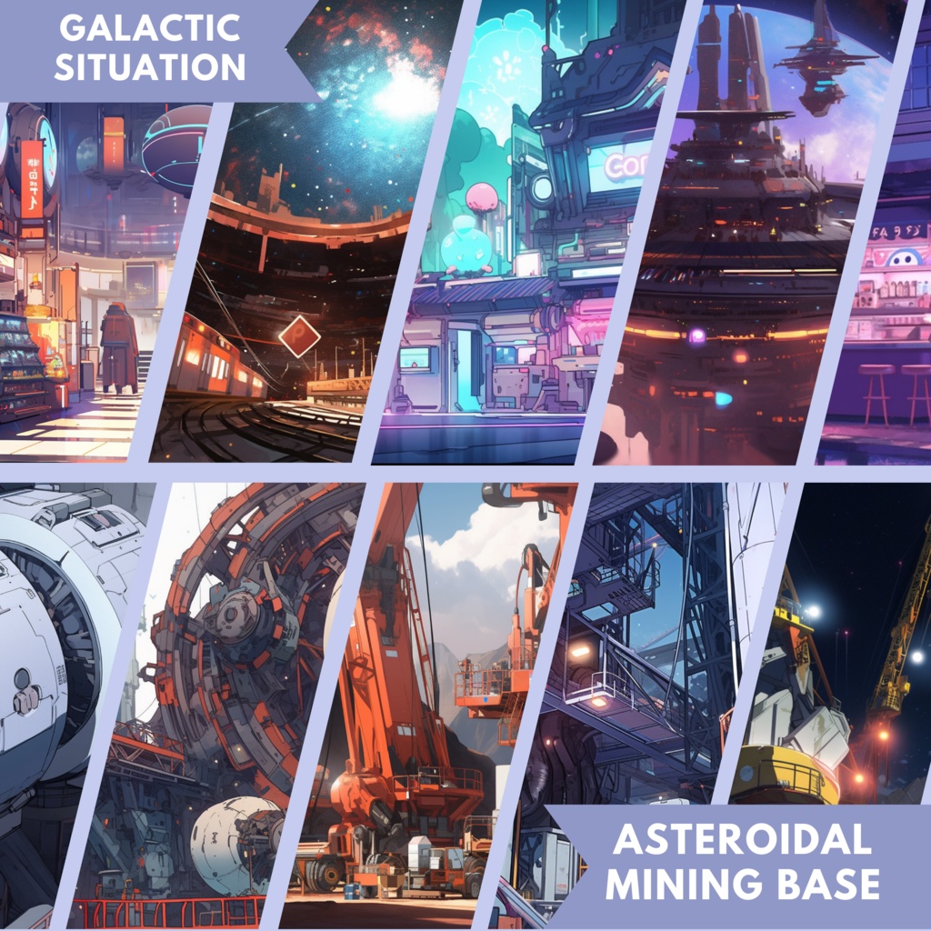 50x Space VTuber 背景、Twitch ストリーム背景、ストリーム アセット、Lofi 背景、Twitch アセット、VTuber アセット。