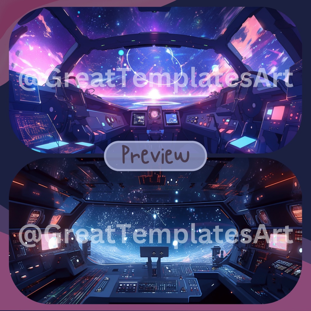 50x Space VTuber 背景、Twitch ストリーム背景、ストリーム アセット、Lofi 背景、Twitch アセット、VTuber アセット。