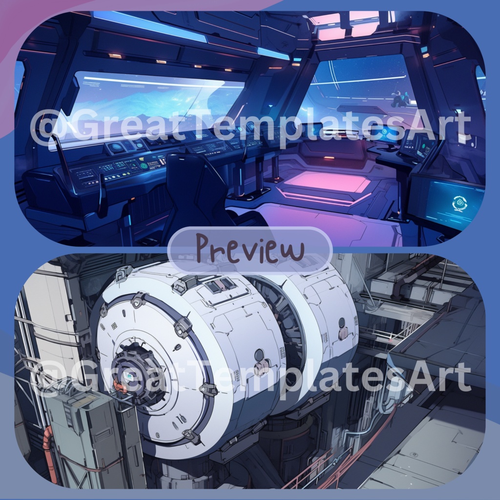 50x Space VTuber 背景、Twitch ストリーム背景、ストリーム アセット、Lofi 背景、Twitch アセット、VTuber アセット。