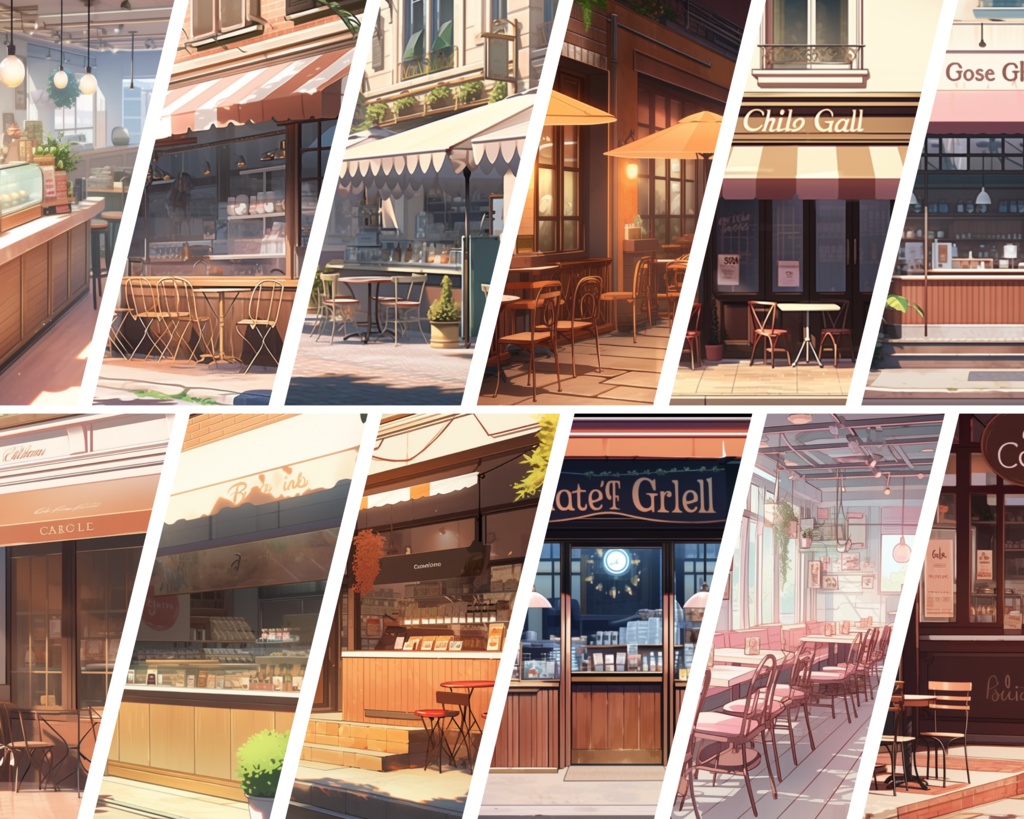 50x コーヒーショップ VTuber 背景、Twitch ストリーム背景、ストリーム アセット、Lofi 背景、Twitch アセット、VTuber アセット。