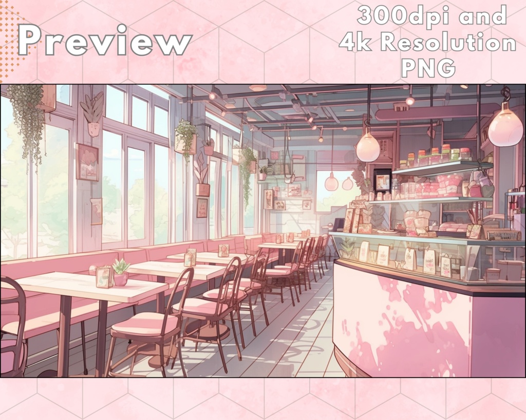 50x コーヒーショップ VTuber 背景、Twitch ストリーム背景、ストリーム アセット、Lofi 背景、Twitch アセット、VTuber アセット。