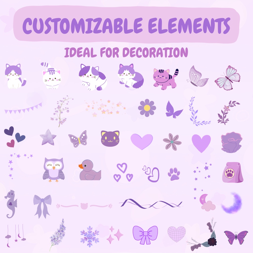 パープル アニメーション Twitch オーバーレイ、Cozy オーバーレイ、Lofi オーバーレイ、Twitch ストリーム パッケージ、キュート オーバーレイ、Twitch アラート、Twitch ラベル、Twitch アセット、ストリーム アセット。