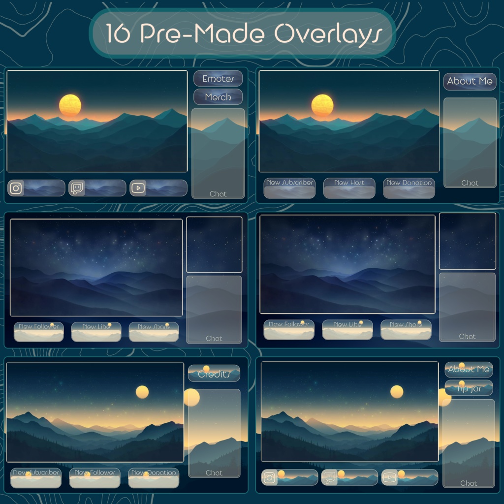 ムーンライト コージー ストリーム オーバーレイ、Twitch ストリーム パッケージ、コージー ストリーム オーバーレイ、ローファイ Twitch オーバーレイ、Twitch アラート、Twitch ラベル、Twitch アセット、ストリーム アセット。