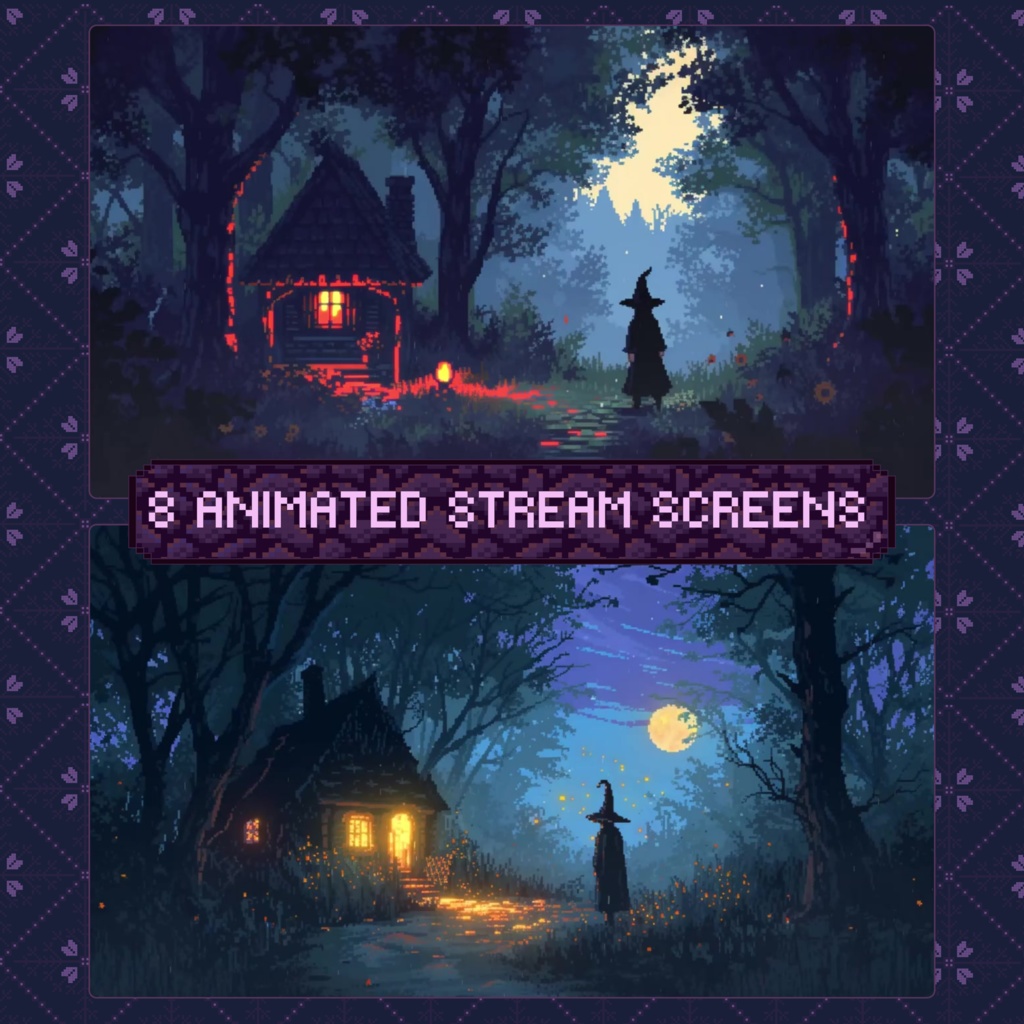 ハロウィン Twitch オーバーレイ、Twitch ストリーム パッケージ、かわいい Lo-Fi ホラー Twitch オーバーレイ、Twitch アラート、Twitch ラベル、Twitch アセット、ストリーム アセット。