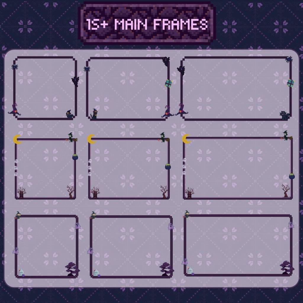 ハロウィン Twitch オーバーレイ、Twitch ストリーム パッケージ、かわいい Lo-Fi ホラー Twitch オーバーレイ、Twitch アラート、Twitch ラベル、Twitch アセット、ストリーム アセット。