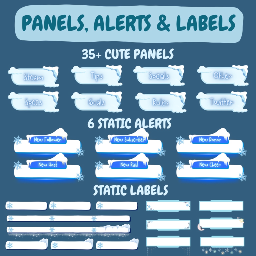 かわいいペンギン スタイルの Twitch ストリーム オーバーレイ、Twitch 冬の居心地の良いオーバーレイ、Twitch ストリーム パッケージ、Twitch アセット、ストリーム アセット。