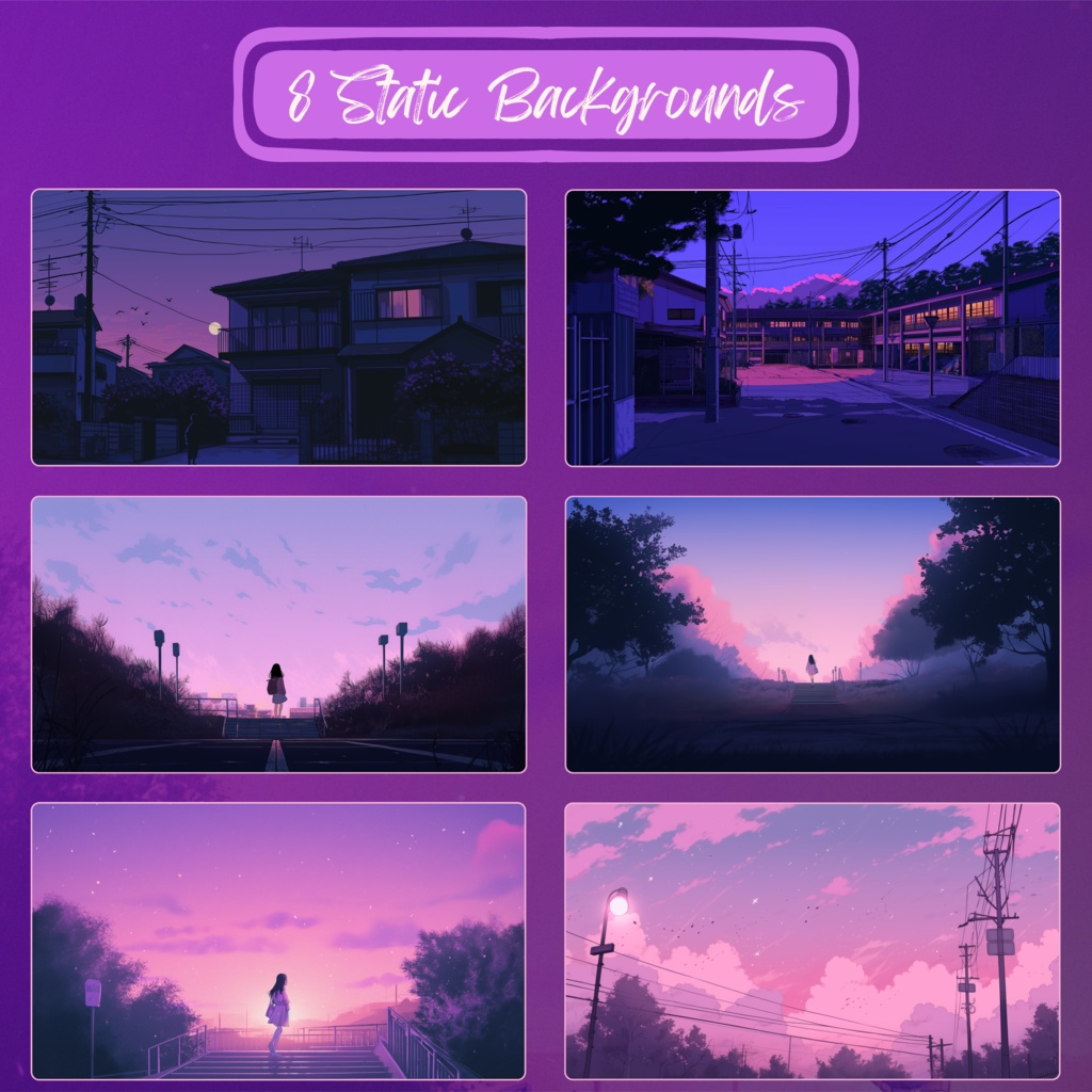 Lofi 居心地の良いパープル ピンクの Twitch ストリーム オーバーレイ、Twitch ストリーム パッケージ、かわいい猫をテーマにした Twitch オーバーレイ、Twitch アラート、Twitch ラベル、Twitch アセット、ストリーム アセット。