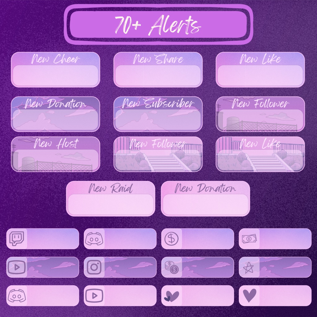 Lofi 居心地の良いパープル ピンクの Twitch ストリーム オーバーレイ、Twitch ストリーム パッケージ、かわいい猫をテーマにした Twitch オーバーレイ、Twitch アラート、Twitch ラベル、Twitch アセット、ストリーム アセット。