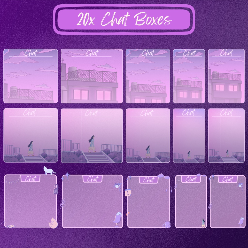 Lofi 居心地の良いパープル ピンクの Twitch ストリーム オーバーレイ、Twitch ストリーム パッケージ、かわいい猫をテーマにした Twitch オーバーレイ、Twitch アラート、Twitch ラベル、Twitch アセット、ストリーム アセット。