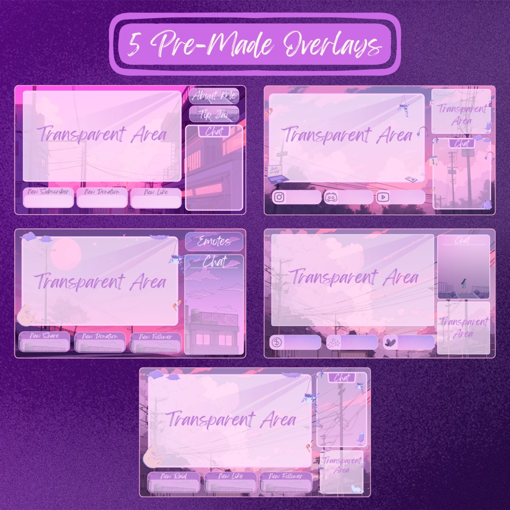Lofi 居心地の良いパープル ピンクの Twitch ストリーム オーバーレイ、Twitch ストリーム パッケージ、かわいい猫をテーマにした Twitch オーバーレイ、Twitch アラート、Twitch ラベル、Twitch アセット、ストリーム アセット。