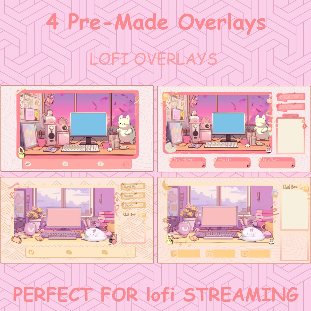 Voilet twitch ストリーム オーバーレイ、Cozy オーバーレイ、Twitch ストリーム パッケージ、かわいい Twitch オーバーレイ、Twitch アラート、Twitch ラベル、Twitch アセット、ストリーム アセット。