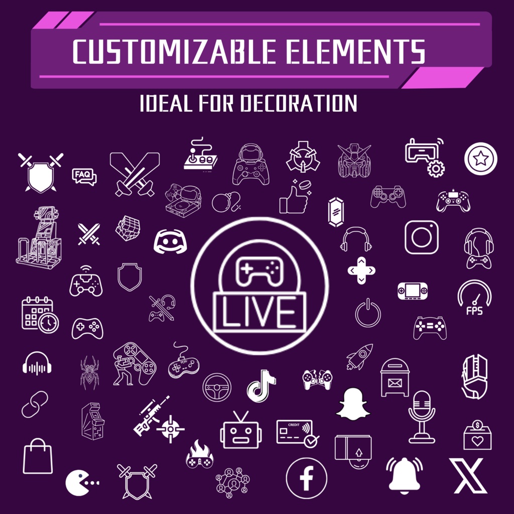 紫色のゲーム Twitch オーバーレイ、Twitch ストリーム パッケージ、Twitch ゲーム オーバーレイ、Twitch アラート、ストリーム アセット、Twitch アセット。