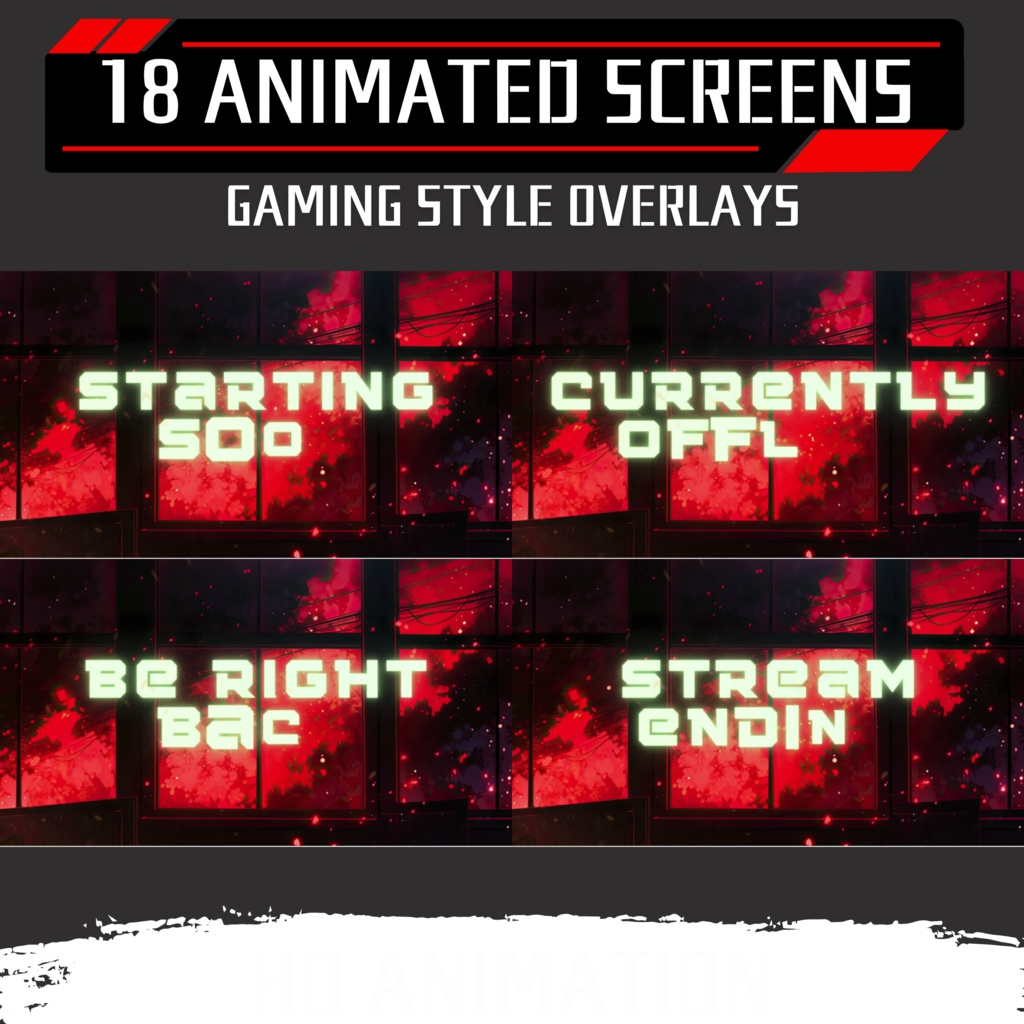 赤のゲーム Twitch オーバーレイ、Twitch ストリーム パッケージ、Twitch ゲーム オーバーレイ、Twitch アラート、ストリーム アセット、Twitch アセット。