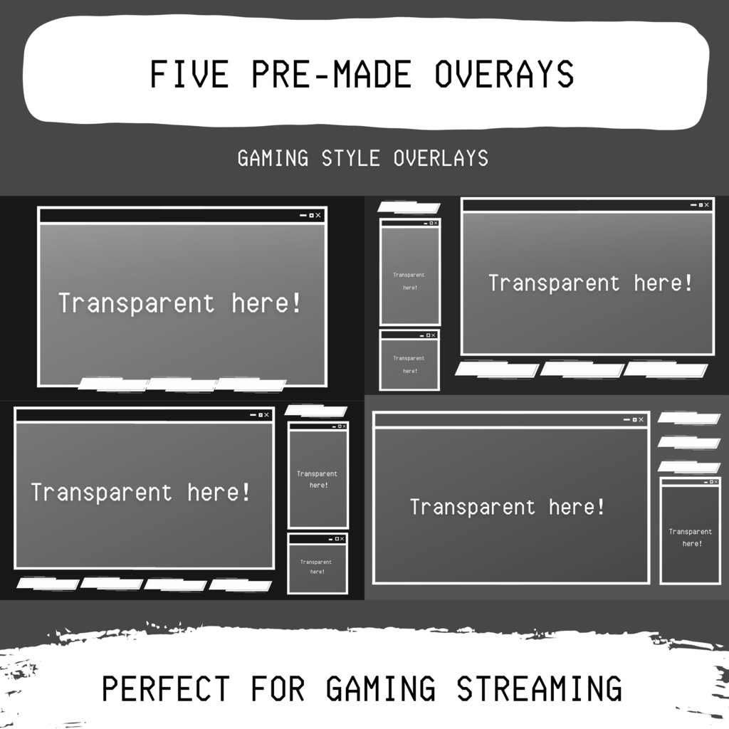 ブラック&ホワイト ゲーム Twitch オーバーレイ、Twitch ストリーム パッケージ、Twitch ゲーム オーバーレイ、Twitch アラート、ストリーム アセット、Twitch アセット。