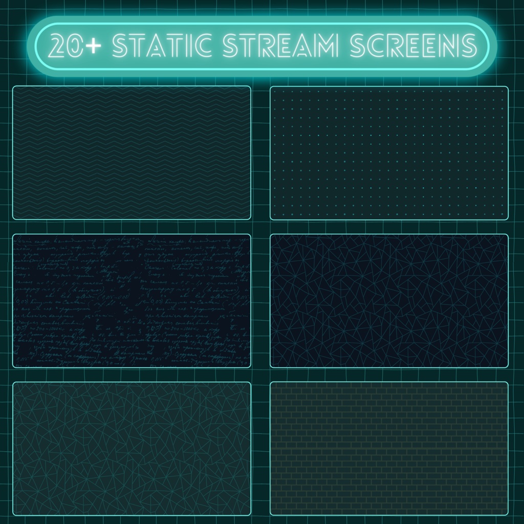 ネオントルコイズTwitchオーバーレイ - Twitch用キュートストリームパッケージ(アラート付き)