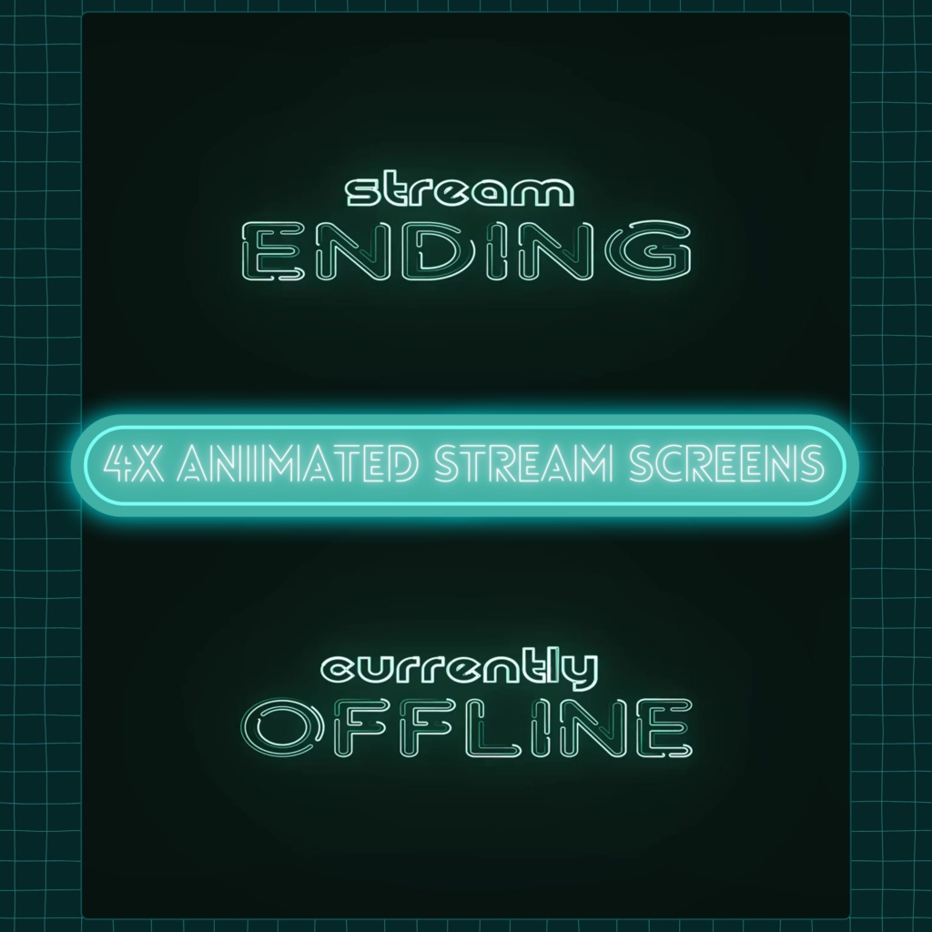 ネオントルコイズTwitchオーバーレイ - Twitch用キュートストリームパッケージ(アラート付き)