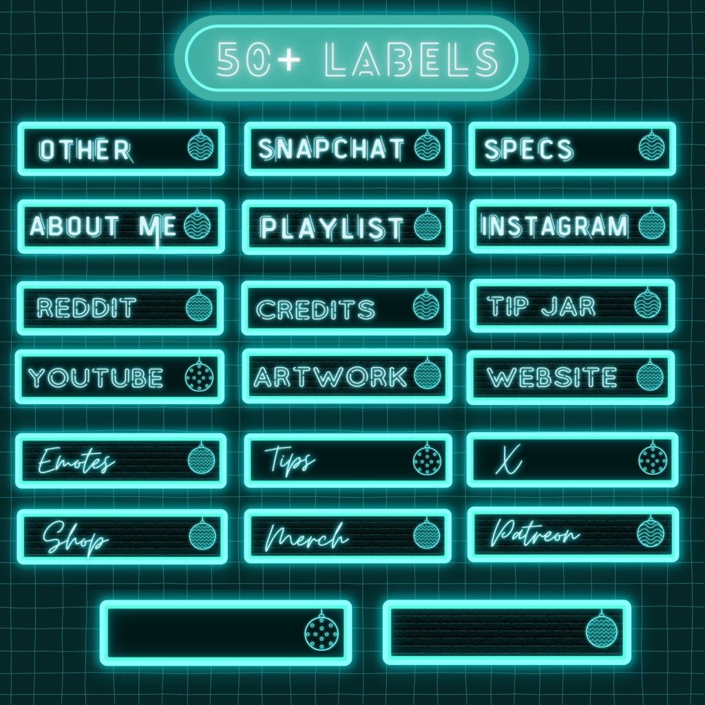 ネオントルコイズTwitchオーバーレイ - Twitch用キュートストリームパッケージ(アラート付き)