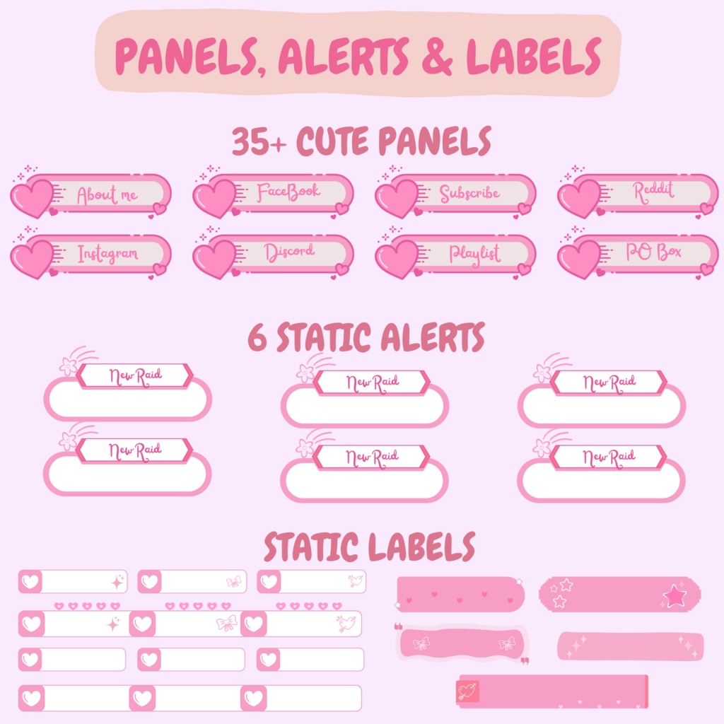 ローファイバレンタインTwitchオーバーレイ - キュートなストリームパッケージ(アラート付き)