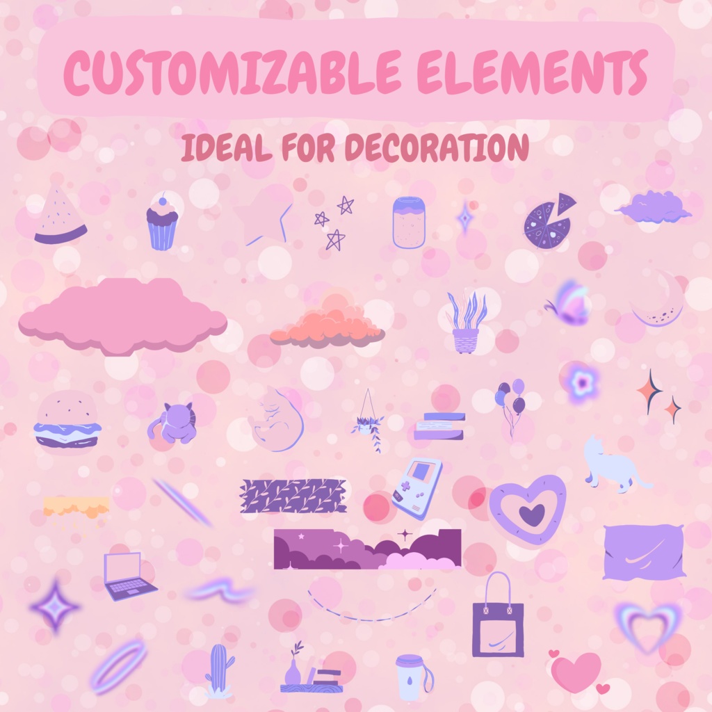 ローファイピンクTwitchオーバーレイ - キュートなストリームパッケージ(アラート付き)