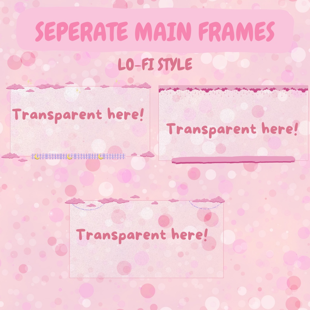 ローファイピンクTwitchオーバーレイ - キュートなストリームパッケージ(アラート付き)