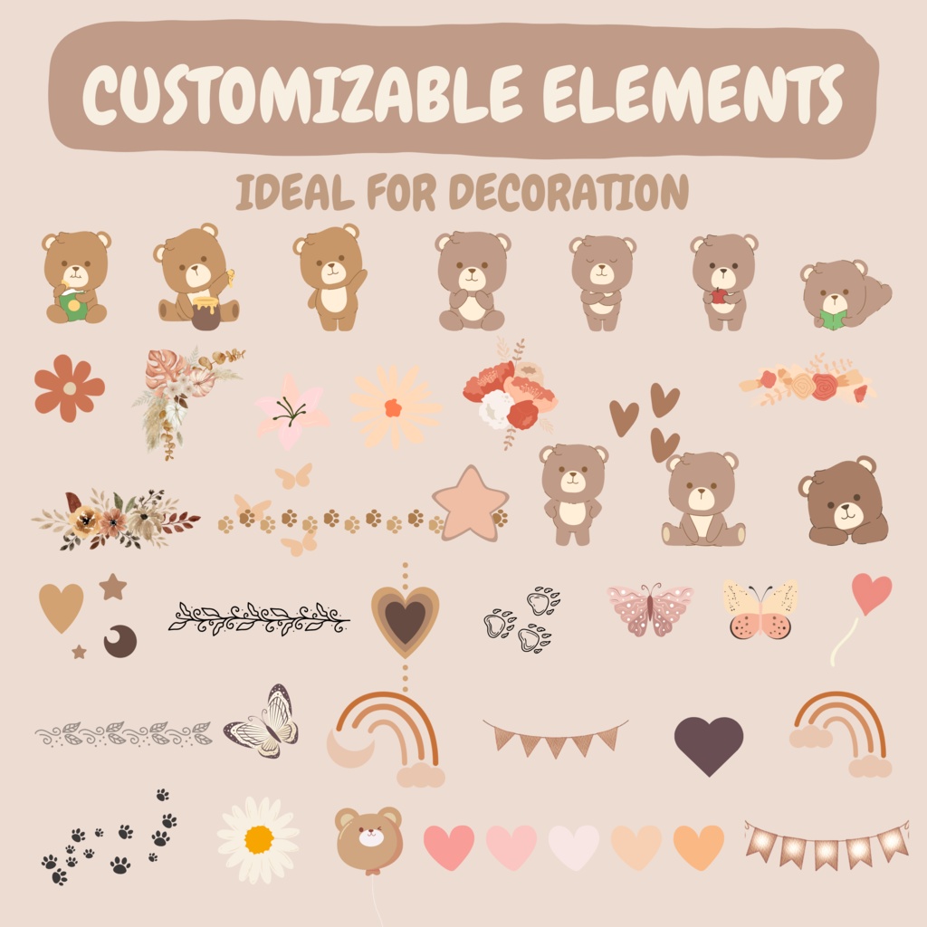 ローファイコージーベアTwitchオーバーレイ - ブラウンストリームパッケージ(アラート付き)