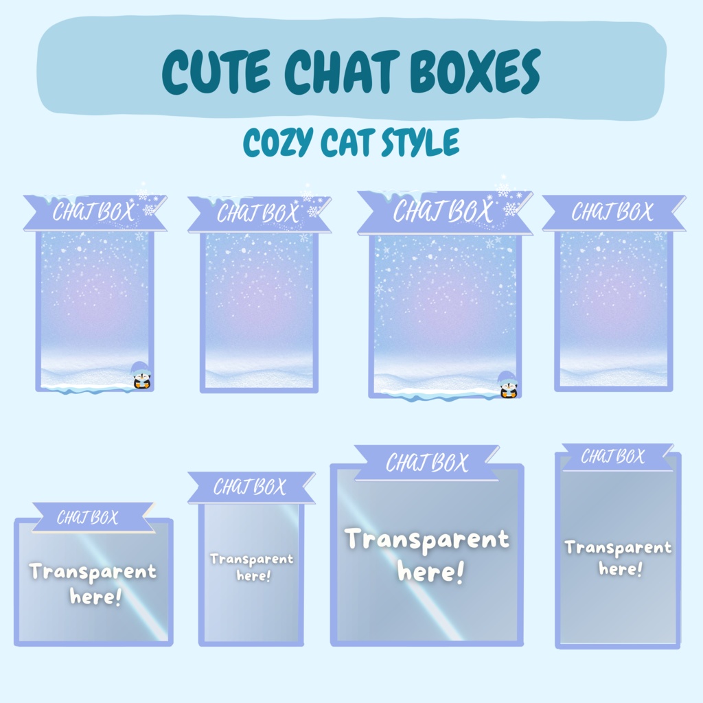 ローファイ冬スタイルTwitchオーバーレイ - コージーペンギンストリームパッケージ(アラート付き)