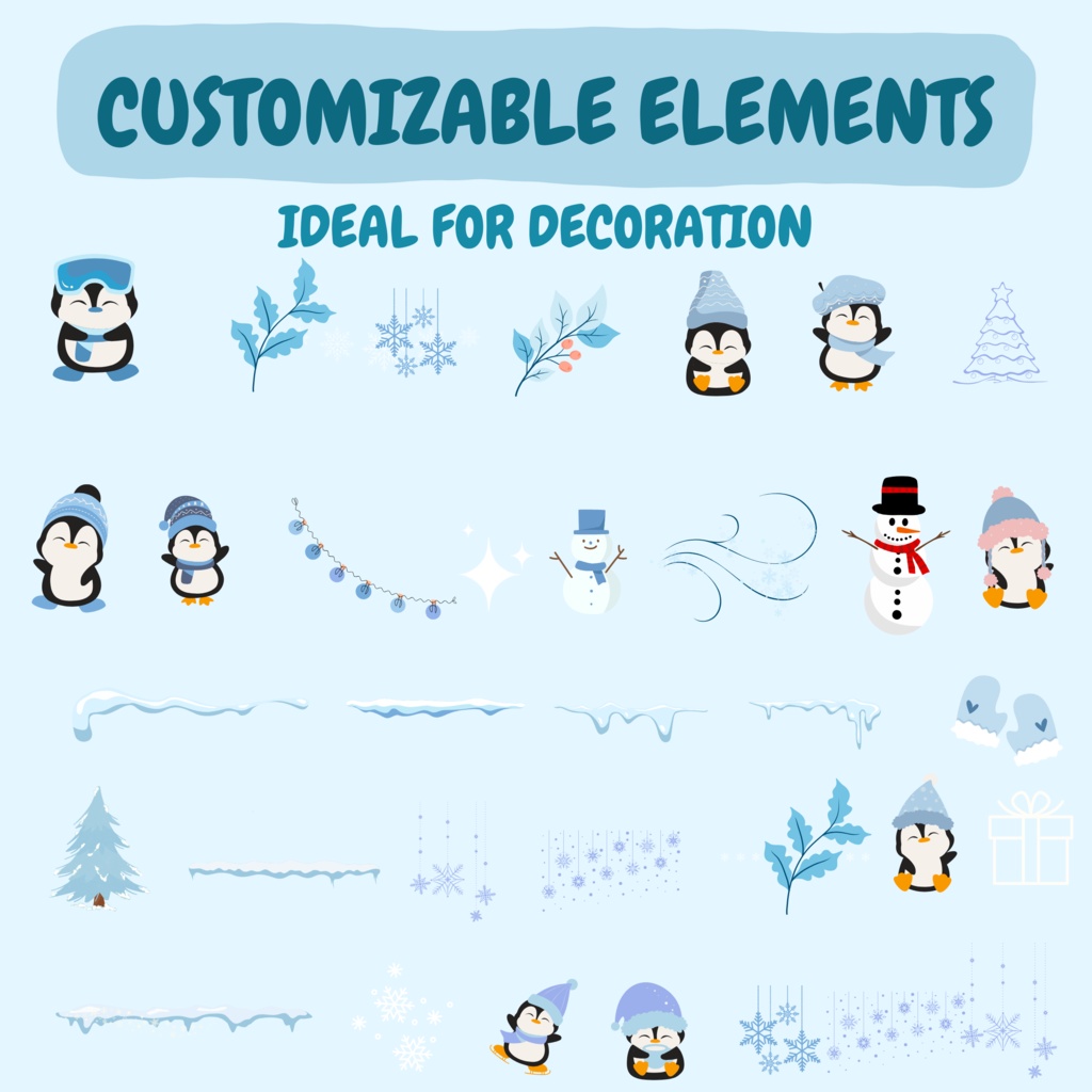 ローファイ冬スタイルTwitchオーバーレイ - コージーペンギンストリームパッケージ(アラート付き)