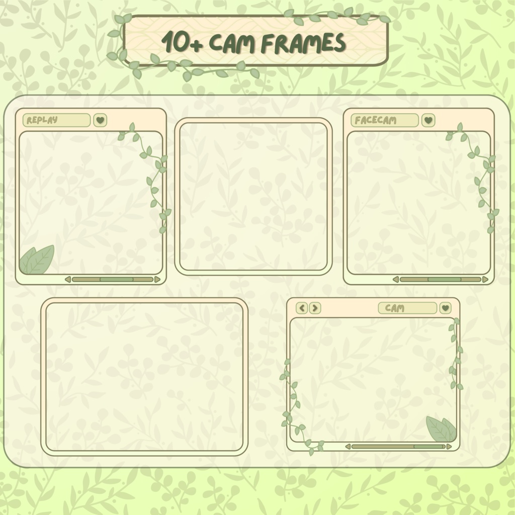 グリーンフォリッジTwitchオーバーレイ - リーフストリームパッケージ(アラートとパネル付き)