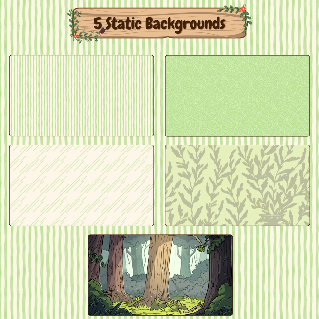 グリーンフォレストTwitchオーバーレイ - ローファイグリーンストリームパッケージ(アラートとパネル付き)