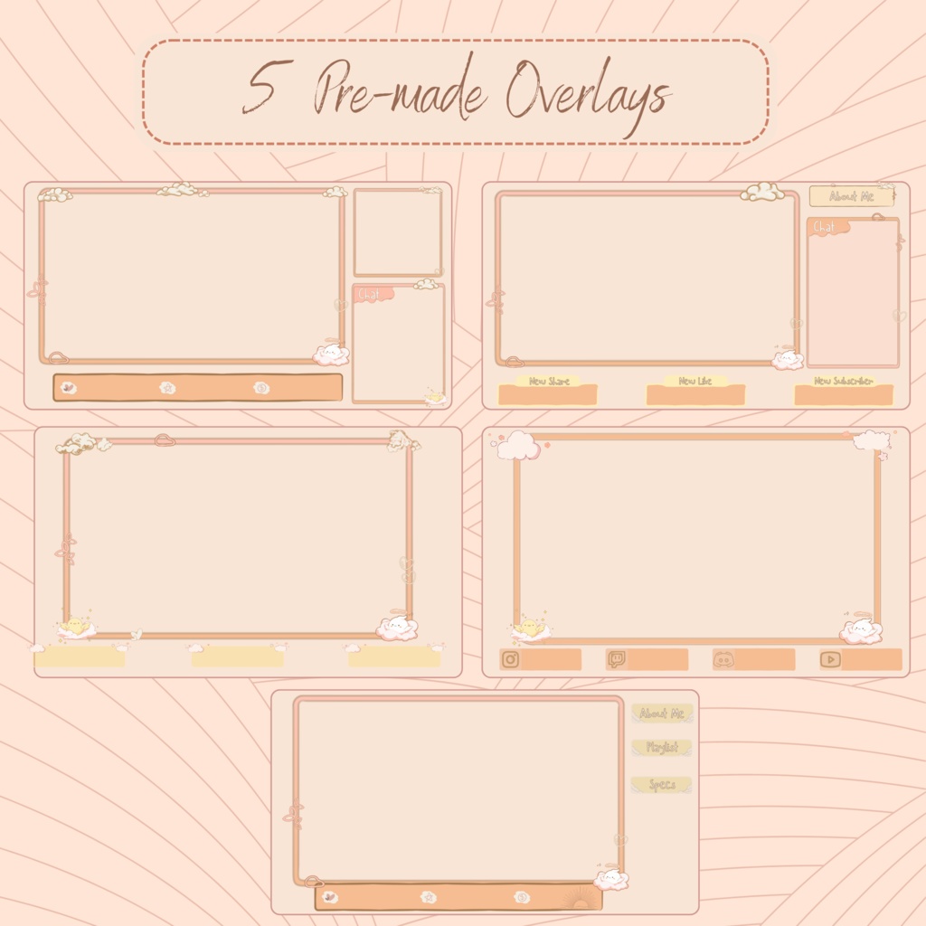 ローファイクラウディTwitchオーバーレイ - コージーストリームパッケージ(アラートとパネル付き)