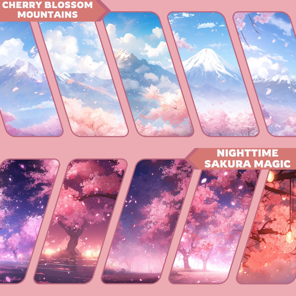 今すぐ無料アイテムをゲットしましょう! 桜 VTuber 背景、100x 仮想背景ストリーム アセット、Lofi 背景、ストリーム背景のブースにメッセージを送ってください。