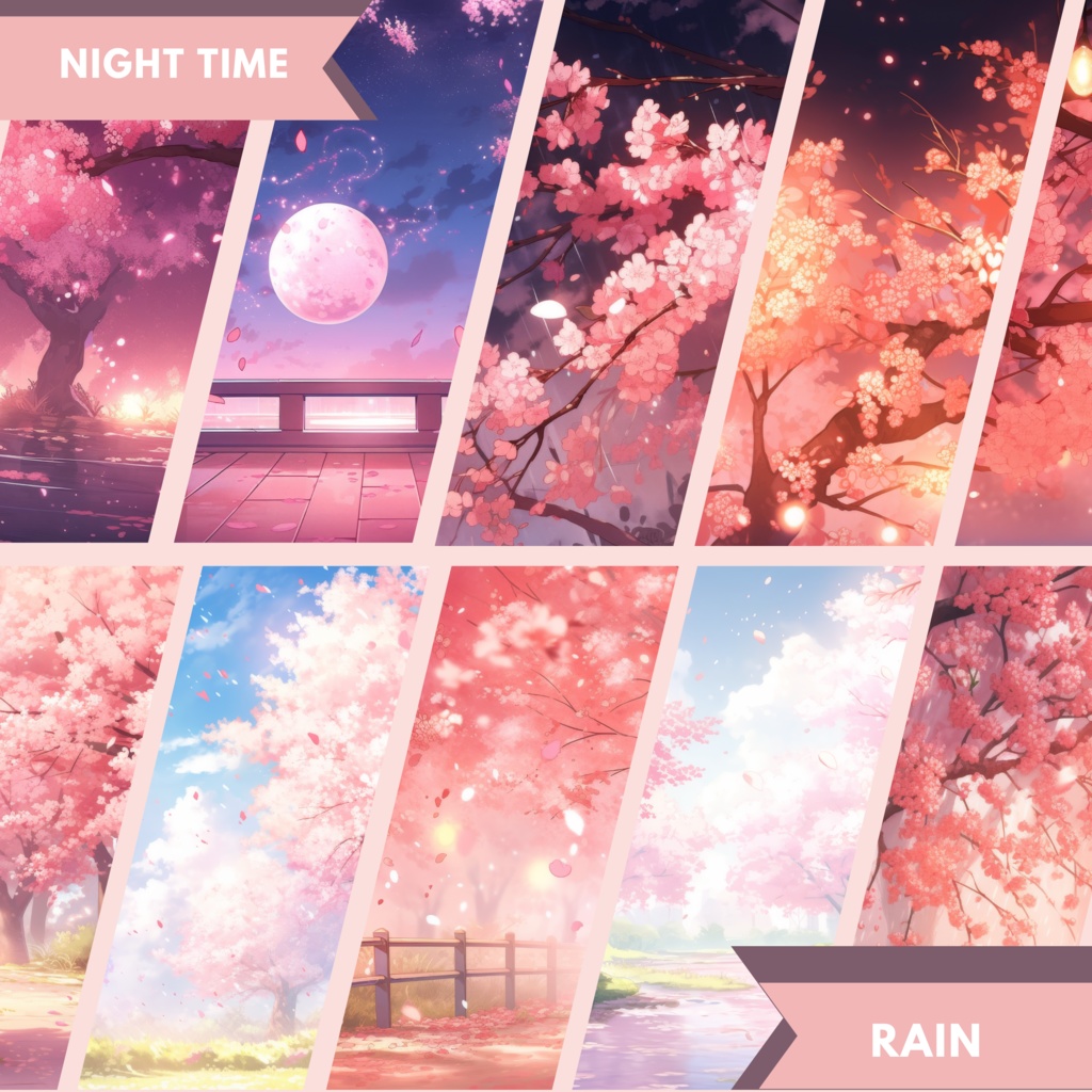 今すぐ無料アイテムをゲットしましょう! 桜 VTuber 背景、100x 仮想背景ストリーム アセット、Lofi 背景、ストリーム背景のブースにメッセージを送ってください。