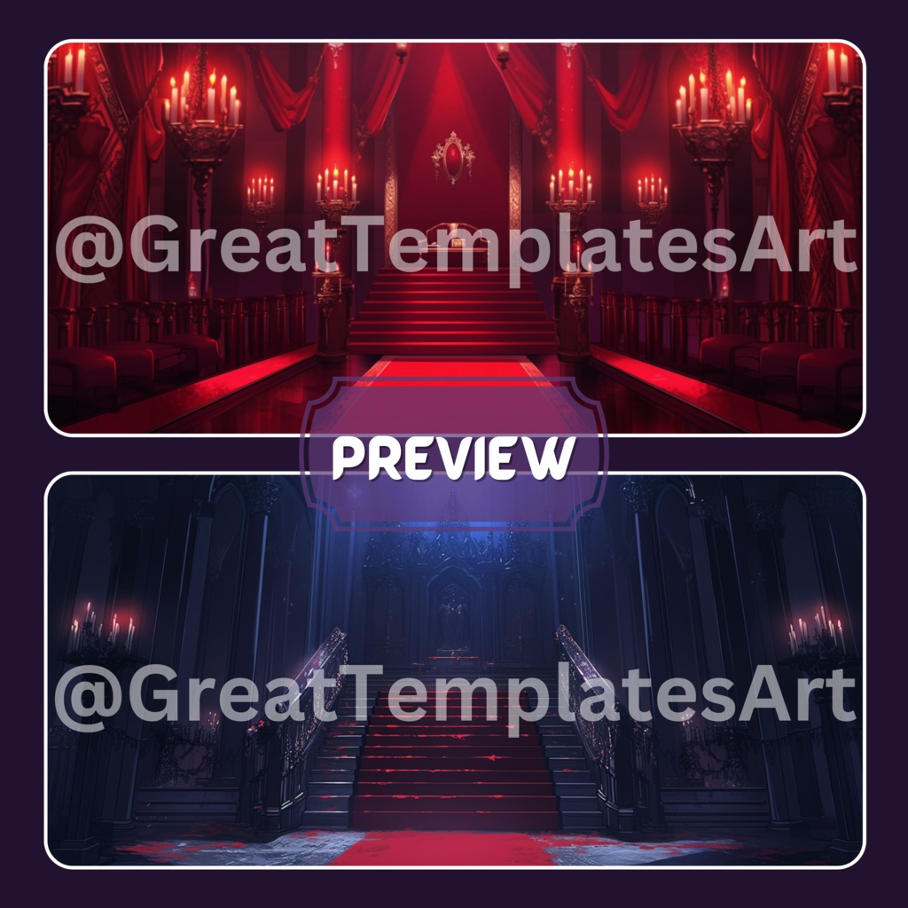 ヴァンパイア VTuber 背景、Twitch ストリーム背景、ストリーム アセット、ローファイ背景、Twitch アセット。