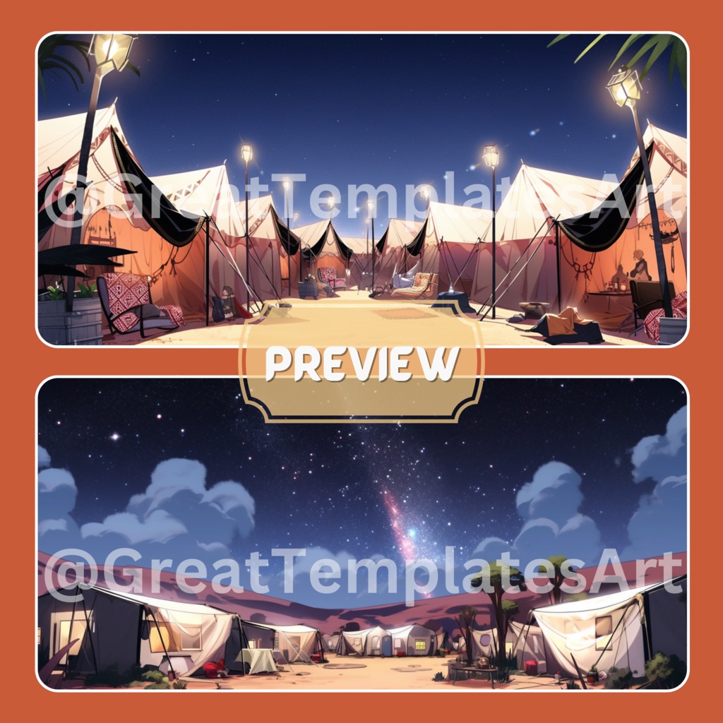 50x Desert VTuber 背景、Twitch ストリーム背景、ストリーム アセット、ローファイ背景、Twitch アセット。