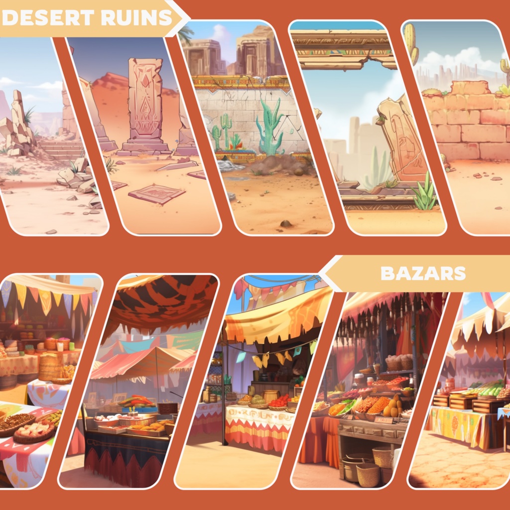 50x Desert VTuber 背景、Twitch ストリーム背景、ストリーム アセット、ローファイ背景、Twitch アセット。