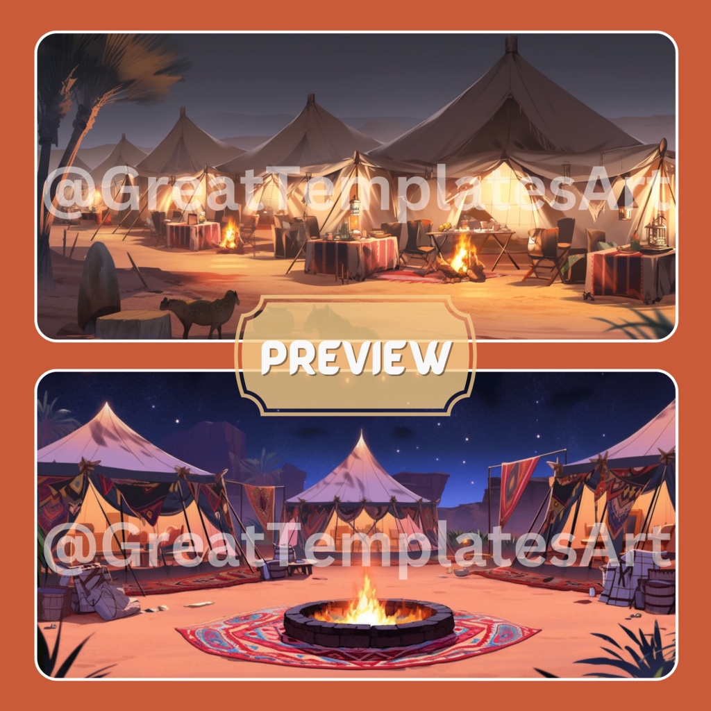 50x Desert VTuber 背景、Twitch ストリーム背景、ストリーム アセット、ローファイ背景、Twitch アセット。