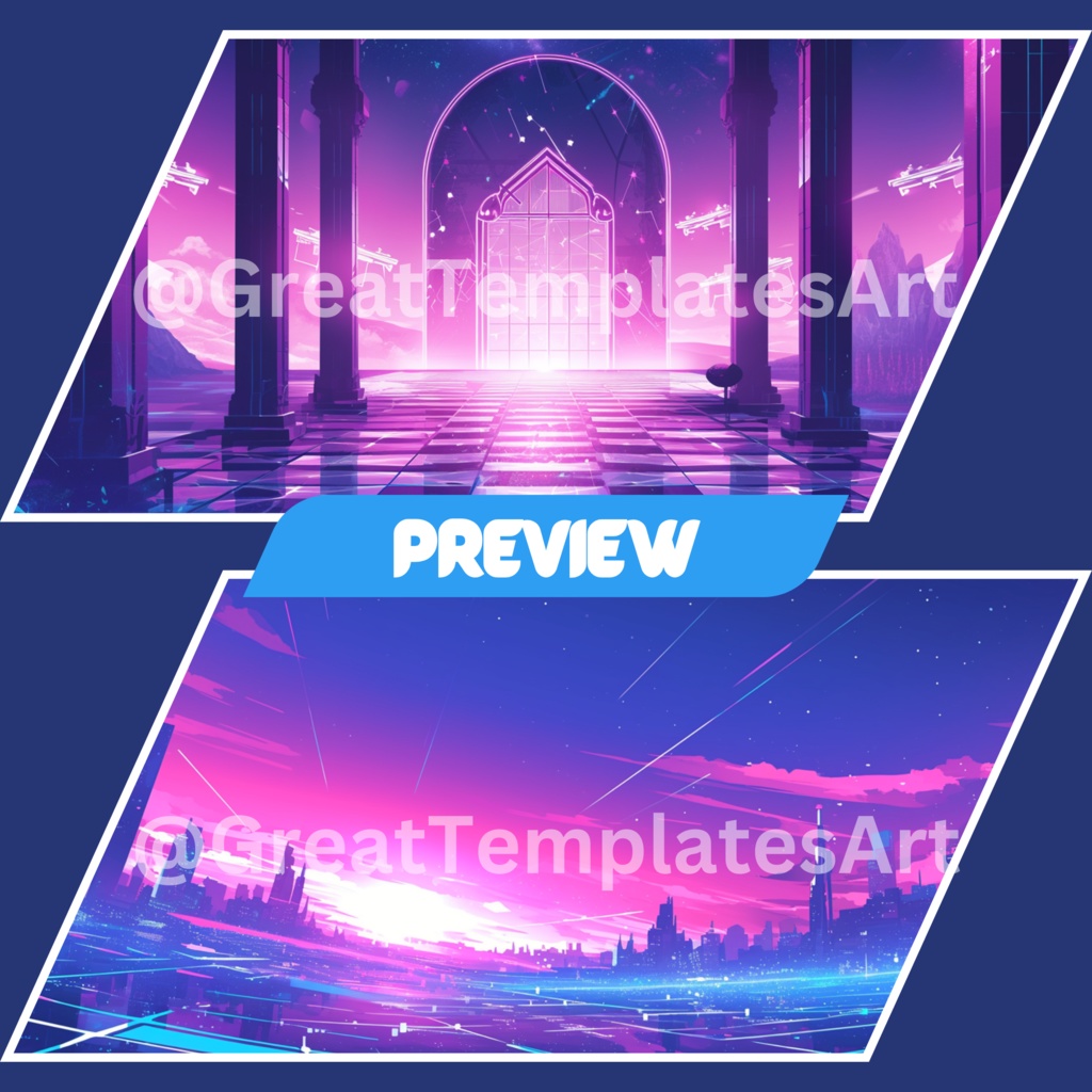 50x Synthwave VTuber 背景、Twitch ストリーム背景、ストリーム アセット、ローファイ 背景、Twitch アセット。