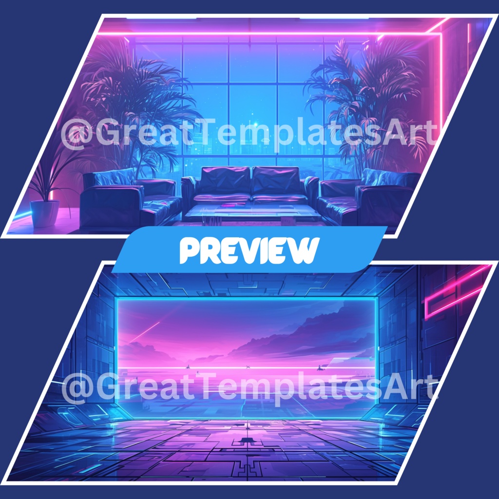 50x Synthwave VTuber 背景、Twitch ストリーム背景、ストリーム アセット、ローファイ 背景、Twitch アセット。