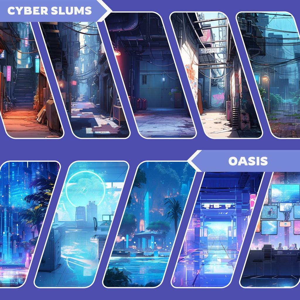 Cyberbunk VTuber 背景、Lofi 背景、ストリーム アセット、Twitch 背景、バーチャル背景、Vtuber 背景