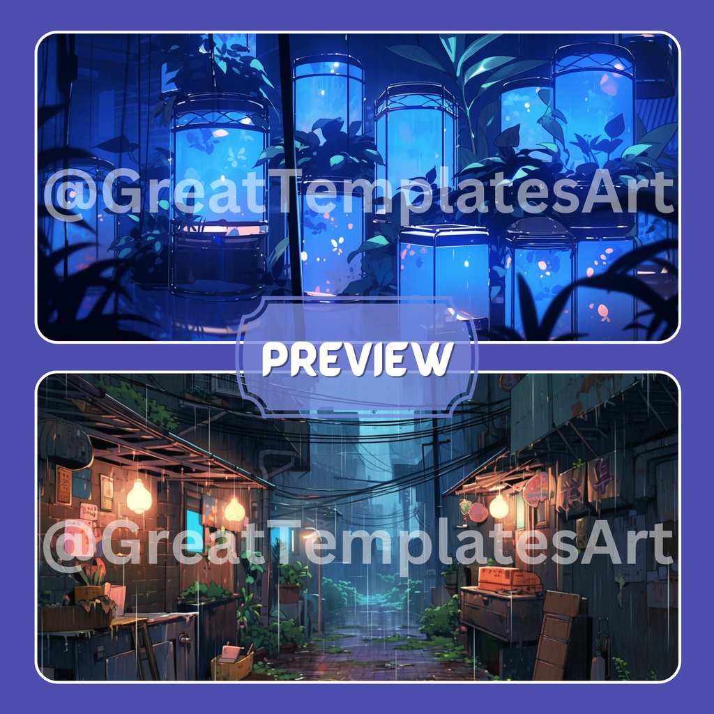 Cyberbunk VTuber 背景、Lofi 背景、ストリーム アセット、Twitch 背景、バーチャル背景、Vtuber 背景