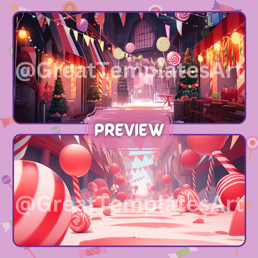 Candyland VTuber 背景、Lofi 背景、ストリーム アセット、Twitch 背景、仮想背景、Vtuber 背景