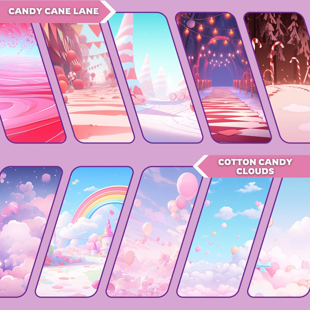 Candyland VTuber 背景、Lofi 背景、ストリーム アセット、Twitch 背景、仮想背景、Vtuber 背景